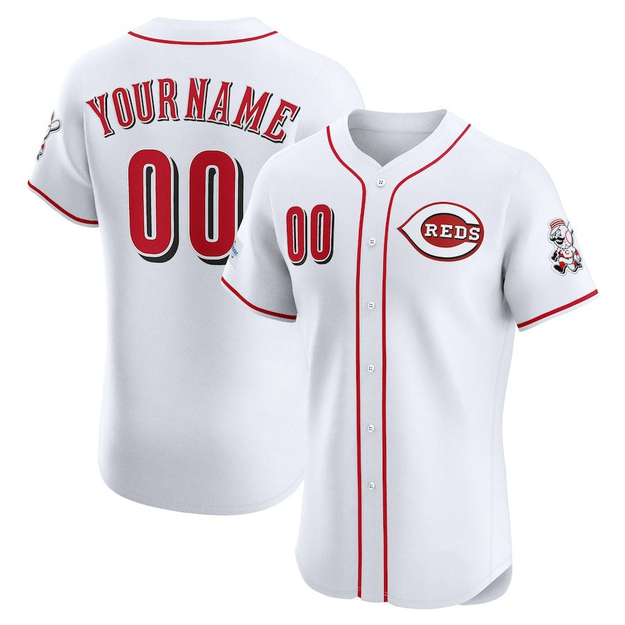 Custom Cincinnati Reds Home Elite Sponsor Patch Jersey ?White Stitched Baseball Jerseys
