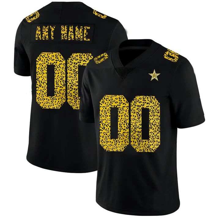 Custom D.Cowboys Jersey Black Limited Fashion Vapor Leopard Print Stitched Football Jerseys