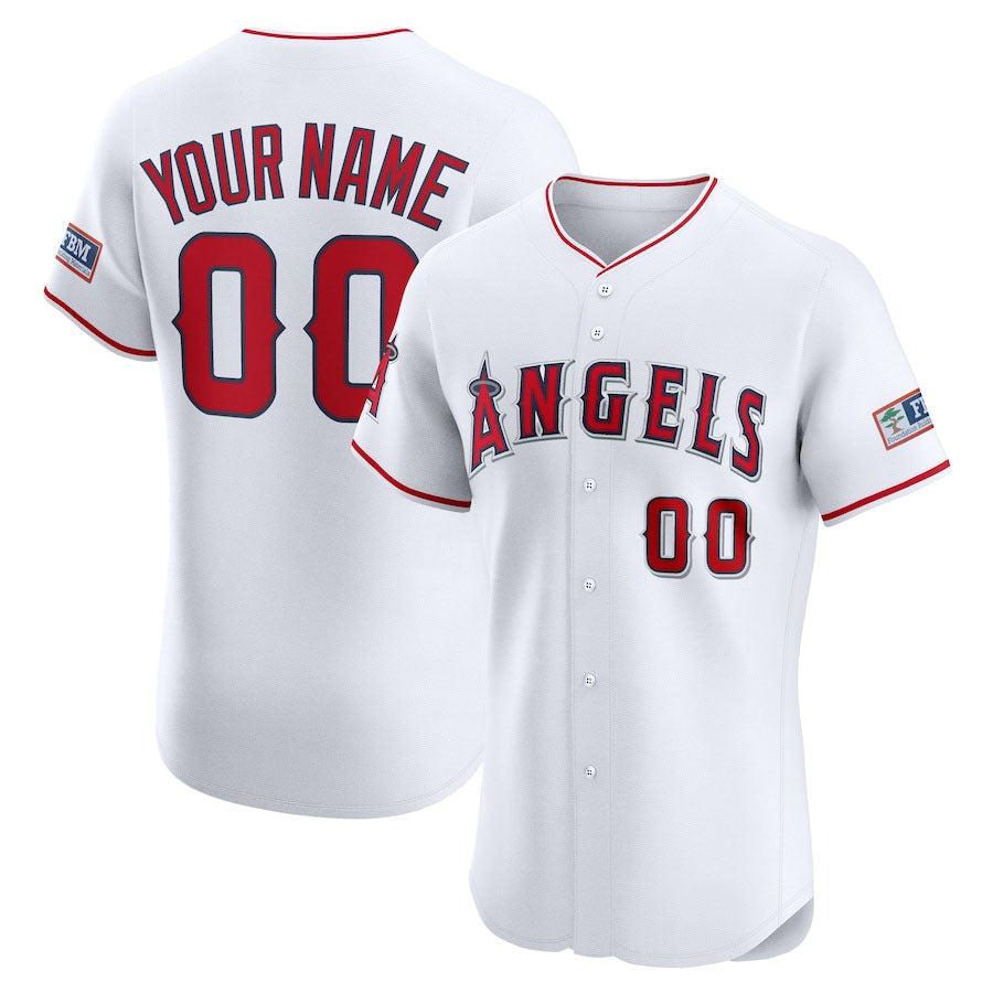 Custom Los Angeles Angels Home Elite Sponsor Patch Jersey ?White Stitched Baseball Jersey