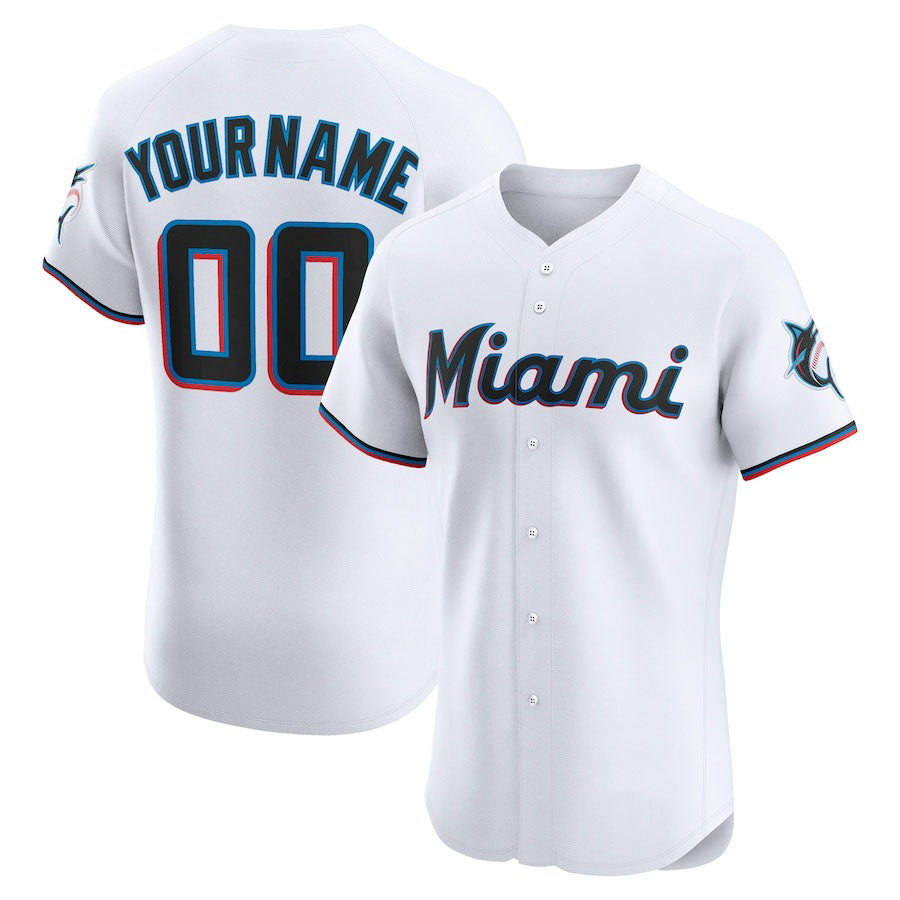 Custom Miami Marlins Home Elite Jersey ?White Stitched Baseball Jersey
