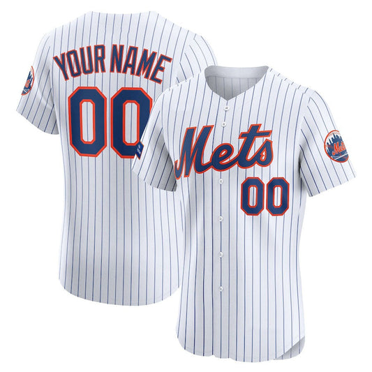 Custom New York Mets Home Elite Sponsor Patch Jersey ?White Stitched Baseball Jersey