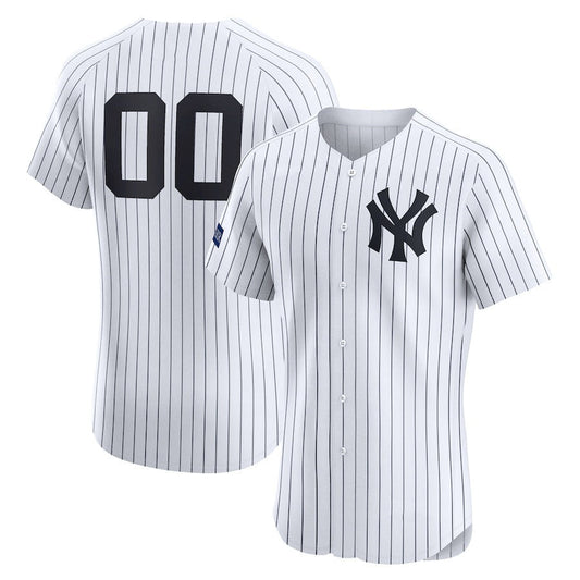Custom New York Yankees Home Elite Sponsor Patch Jersey ?White Stitched Baseball Jersey