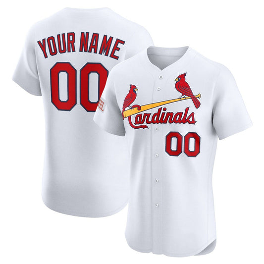 Custom St. Louis Cardinals Home Elite Sponsor Patch Jersey ?White Stitched Baseball Jersey