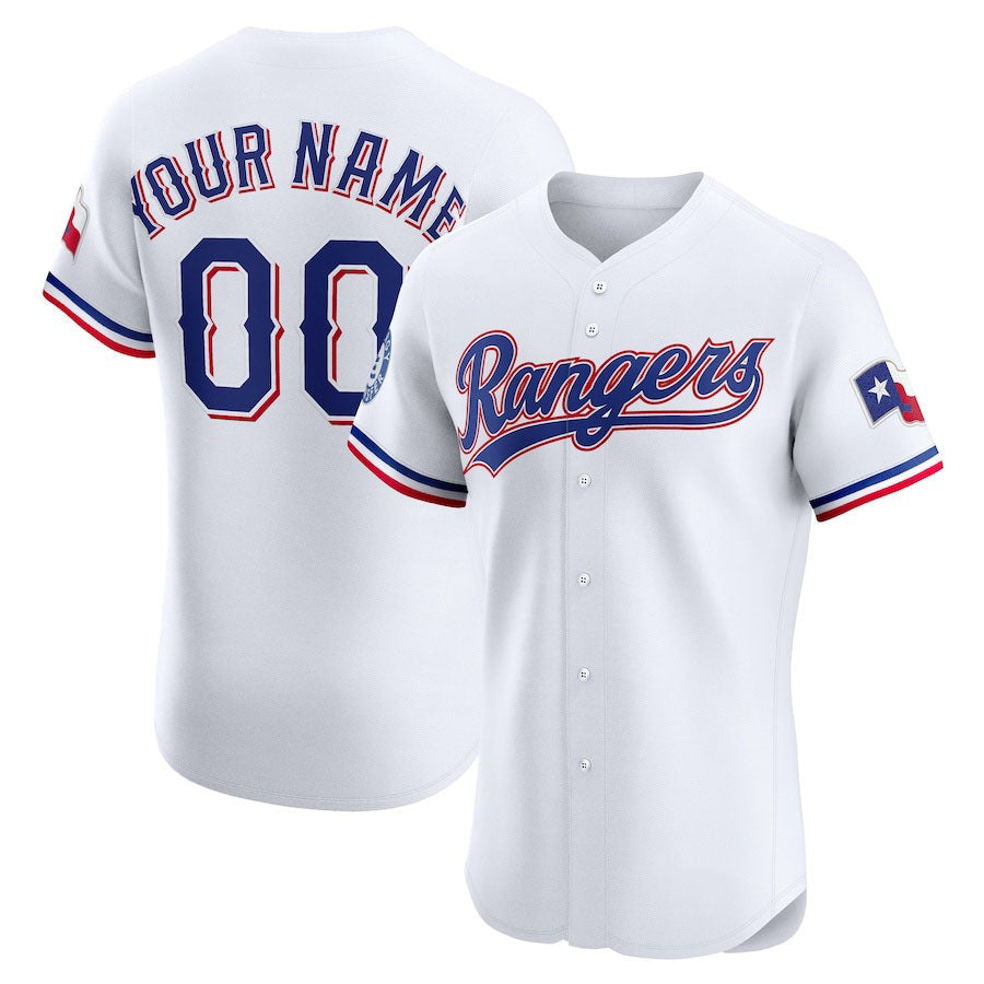 Custom Texas Rangers Home Elite Sponsor Patch Jersey ?White Stitched Baseball Jersey