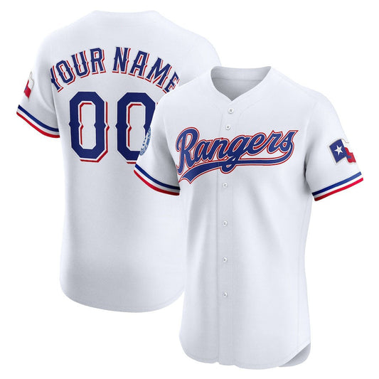 Custom Texas Rangers Home Elite Sponsor Patch Jersey ?White Stitched Baseball Jersey
