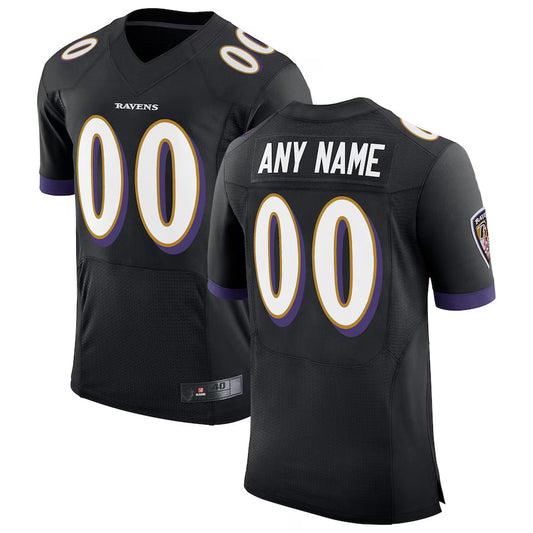 Custom B.Ravens Black Speed Machine Elite Football Jerseys