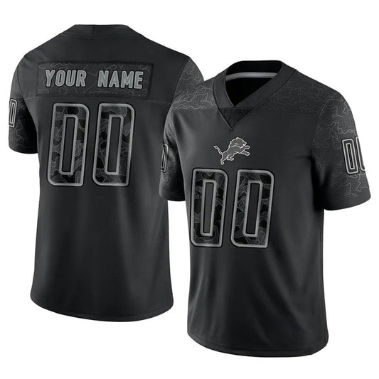 Custom D.Lions Black RFLCTV Limited Football Jerseys