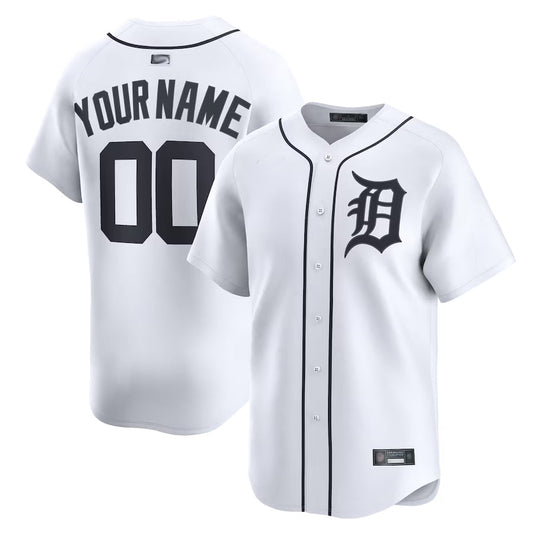 Custom D.Tigers White Home Limited Baseball Jerseys
