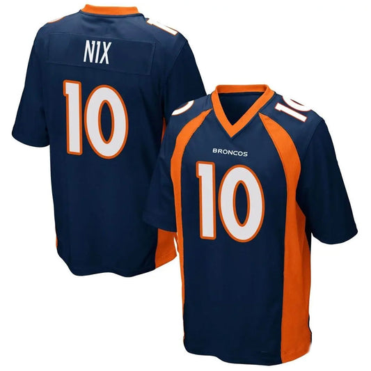 D.Broncos #10 Bo Nix Player Navy Game Football Jerseys