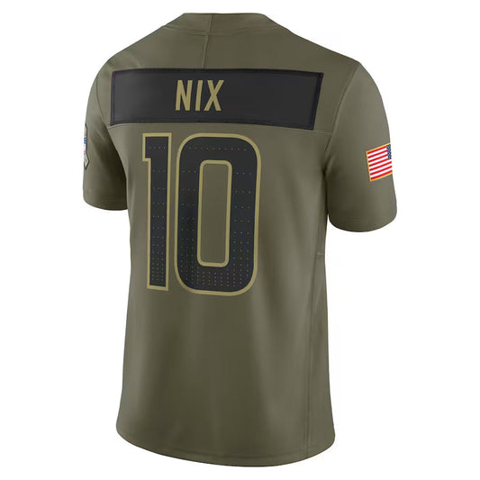 D.Broncos #10 Bo Nix Player Olive Salute to Service Limited Football Jerseys