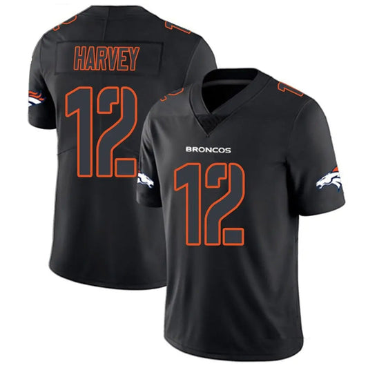 D.Broncos #12 RJ Harvey Player Limited Black Impact Football Jerseys