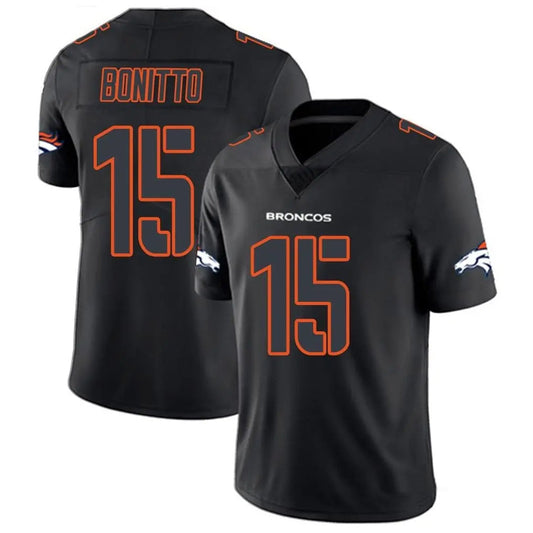 D.Broncos #15 Nik Bonitto Player Limited Black Impact Football Jerseys