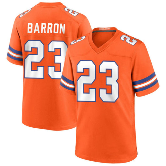 D.Broncos #23 Jahdae Barron Player Orange Collection Throwback Football Jerseys