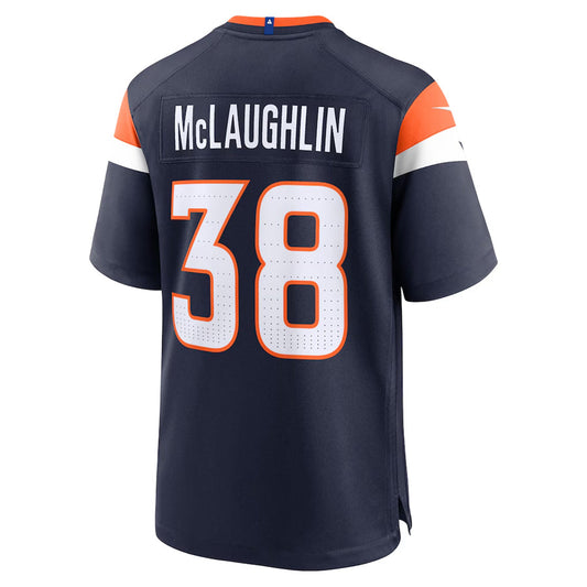 D.Broncos #38 Jaleel McLaughlin Player Navy Home Game Football Jerseys