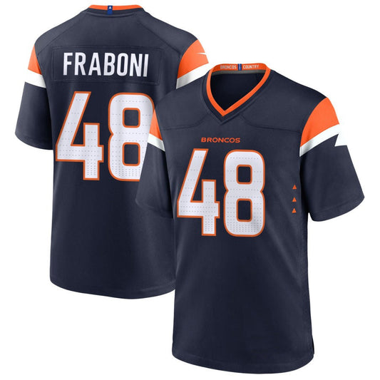 D.Broncos #48 Mitchell Fraboni Player Navy Home Game Football Jerseys