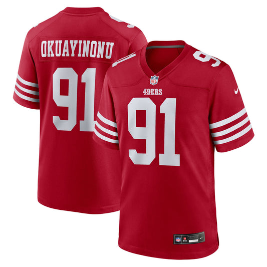 San Francisco 49ers Sam Okuayinonu Scarlet Team Game Jersey