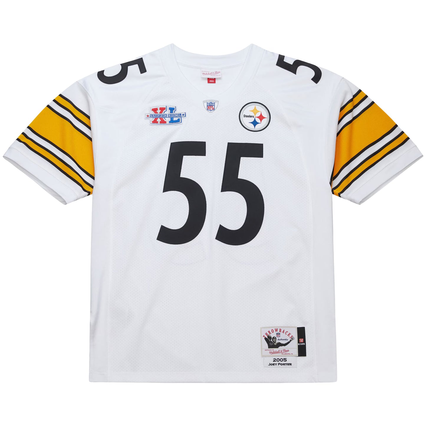 Pittsburgh Steelers Joey Porter Mitchell & Ness White 2005 Authentic Throwback Retired Player Jersey