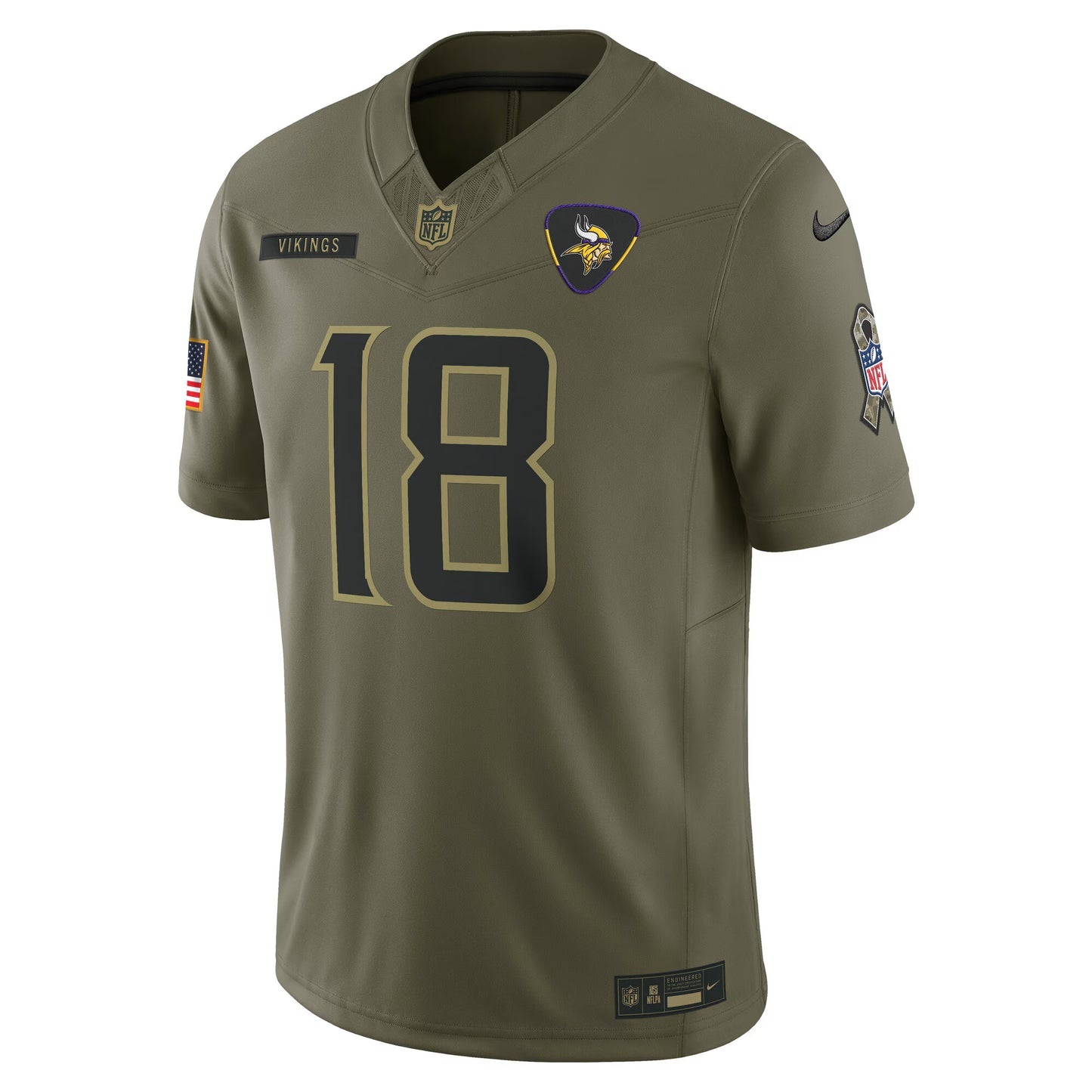 Minnesota Vikings Justin Jefferson Olive 2025 Salute to Service Limited Jersey