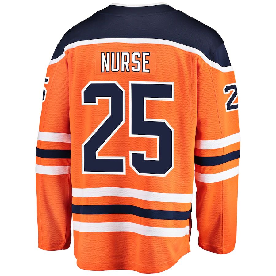 E.Oilers #25 Darnell Nurse Breakaway Player Jersey Orange Stitched American Hockey Jerseys