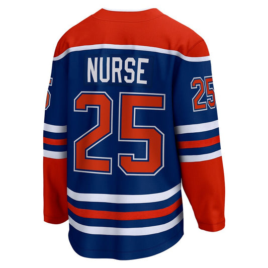 E.Oilers #25 Darnell Nurse Home Breakaway Player Jersey Royal Stitched American Hockey Jerseys