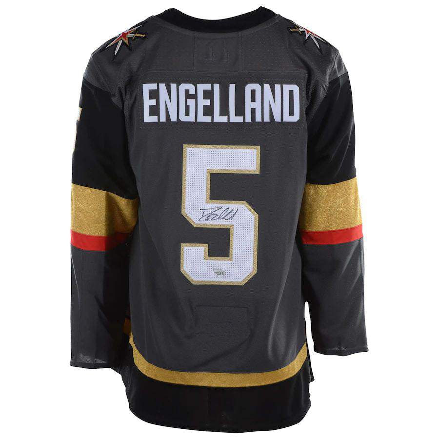 V.Golden Knights #5 Deryk Engelland   Black Gray Stitched American Hockey Jerseys