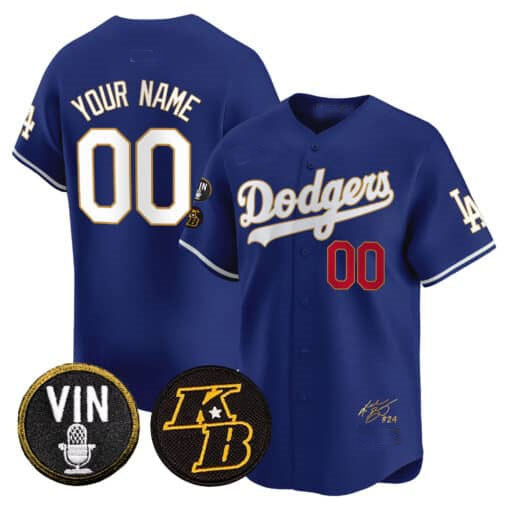 Custom Los Angeles Dodgers Vin Patch & Kobe Bryant Signature Vapor Premier Limited C All Stitched Baseball Jersey
