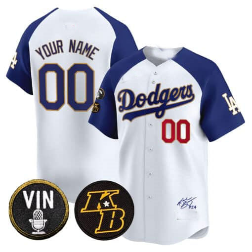 Custom Los Angeles Dodgers Vin Patch & Kobe Bryant Signature Vapor Premier Limited C All Stitched Baseball Jersey