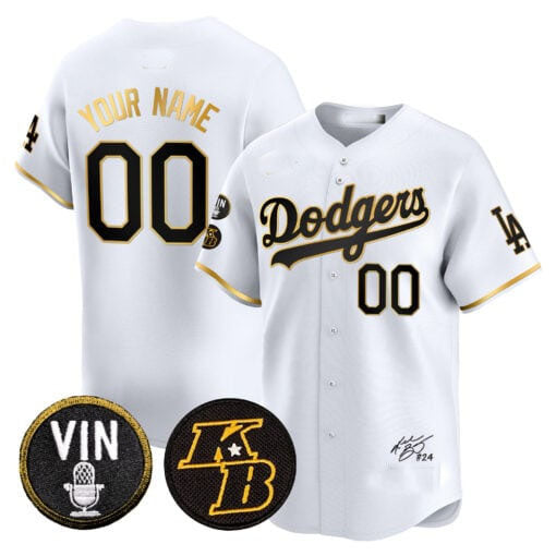 Custom Los Angeles Dodgers Vin Patch & Kobe Bryant Signature Vapor Premier Limited C All Stitched Baseball Jersey