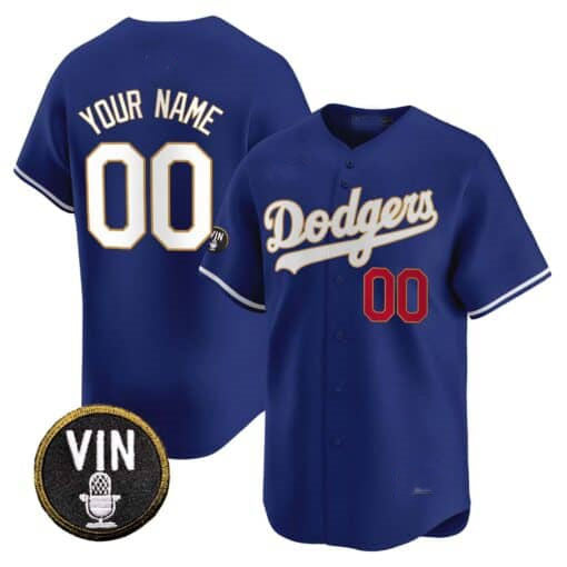 Custom Los Angeles Dodgers Vin Scully Patch Gold Trim Vapor Premier Limited C All Stitched Baseball Jersey