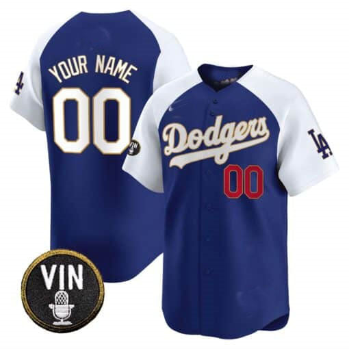 Custom Los Angeles Dodgers Vin Scully Patch Gold Trim Vapor Premier Limited C All Stitched Baseball Jersey