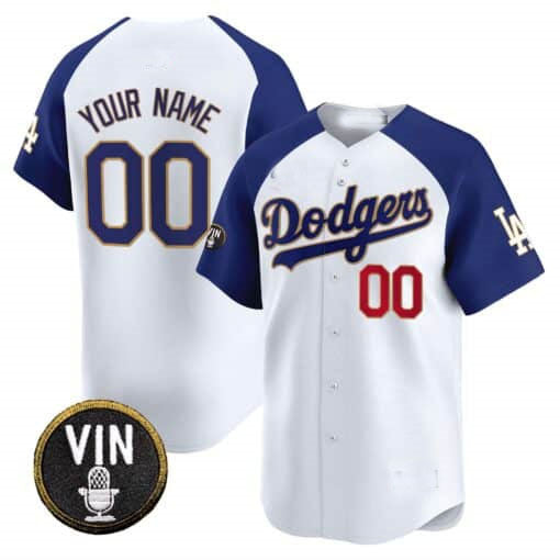 Custom Los Angeles Dodgers Vin Scully Patch Gold Trim Vapor Premier Limited C All Stitched Baseball Jersey