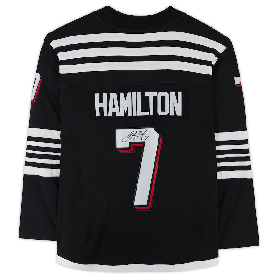 NJ.Devils #7 Dougie Hamilton   Alternate Breakaway Jersey Black Stitched American Hockey Jerseys