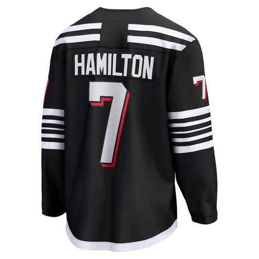 NJ.Devils #7 Dougie Hamilton Alternate Premier Breakaway Player Jersey Black Hockey Jerseys