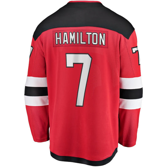NJ.Devils #7 Dougie Hamilton Home Premier Breakaway Player Jersey Red Stitched American Hockey Jerseys
