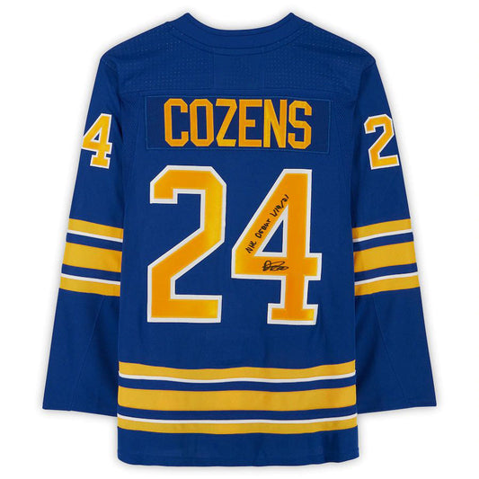 B.Sabres #24 Dylan Cozens   Royal Adidas  Jersey with Debut 1-14-21 Inscription Stitched American Hockey Jerseys