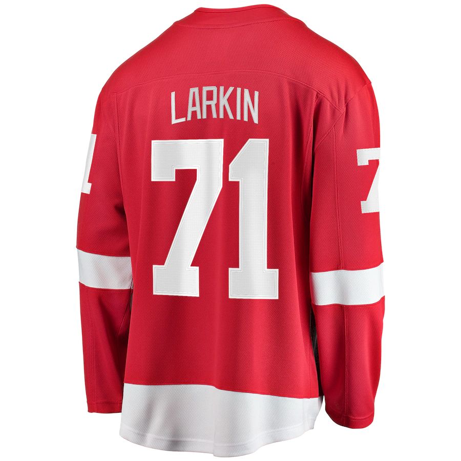 D.Red Wings #71 Dylan Larkin Home Captain Premier Breakaway Player Jersey Red Stitched American Hockey Jerseys