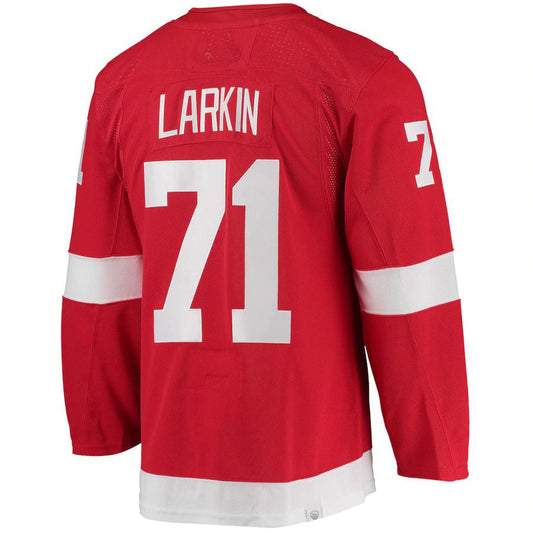 D.Red Wings #71 Dylan Larkin Home Captain Patch Primegreen Authentic Pro Player Jersey Red Stitched American Hockey Jerseys