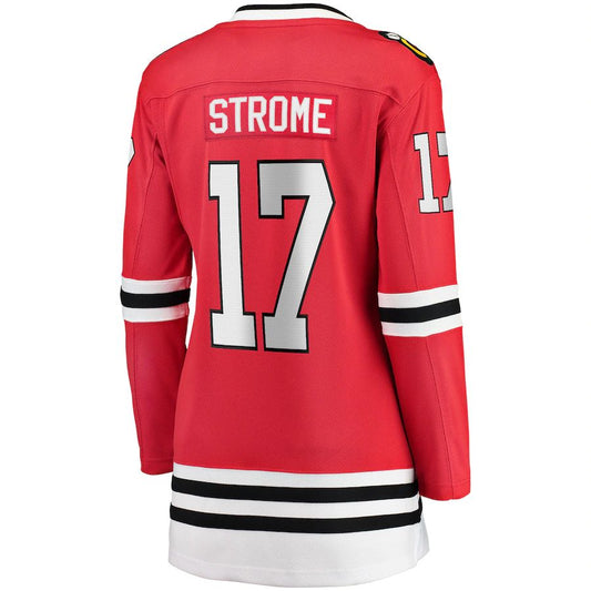 C.Blackhawks #17 Dylan Strome Home Breakaway Player Jersey Red Stitched American Hockey Jerseys