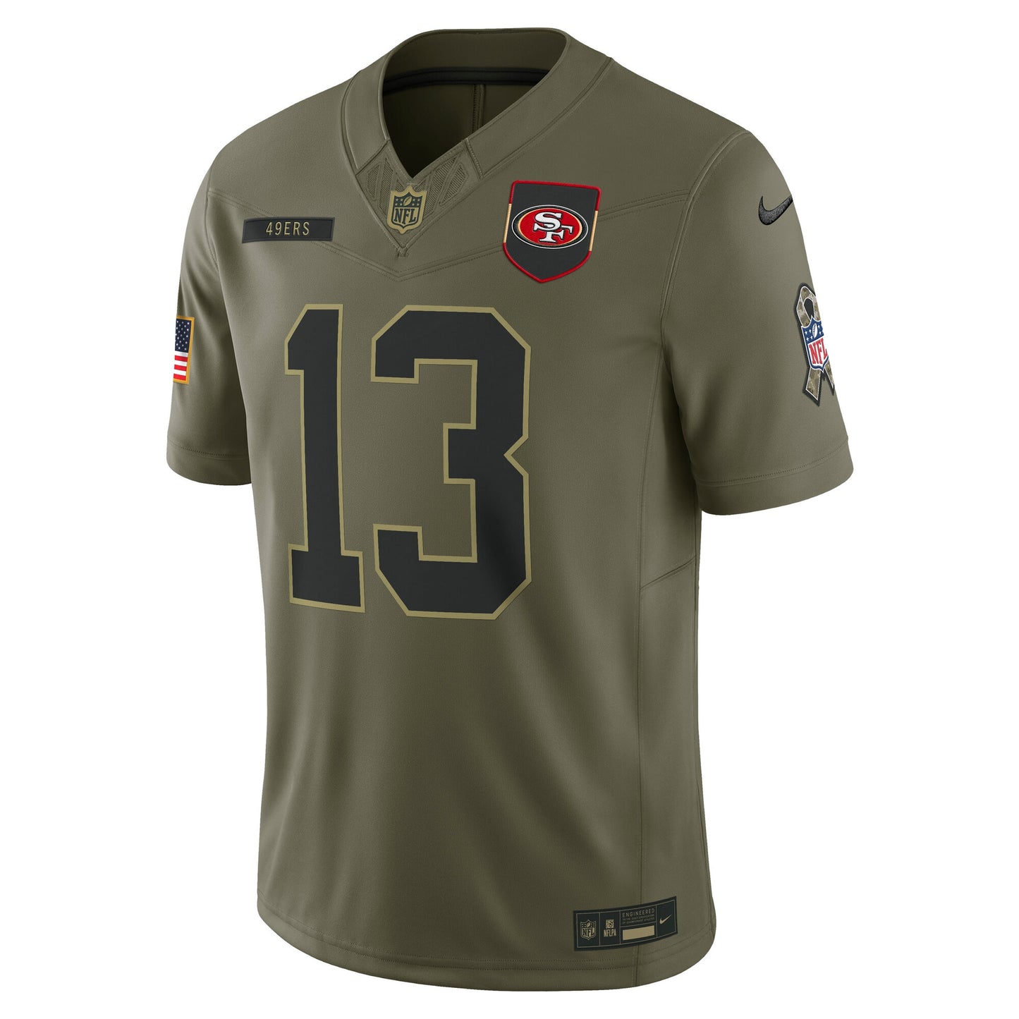 San Francisco 49ers Brock Purdy Olive 2025 Salute to Service Limited Jersey