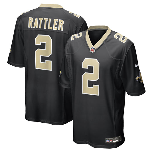 New Orleans Saints Spencer Rattler Black Team Game Jersey