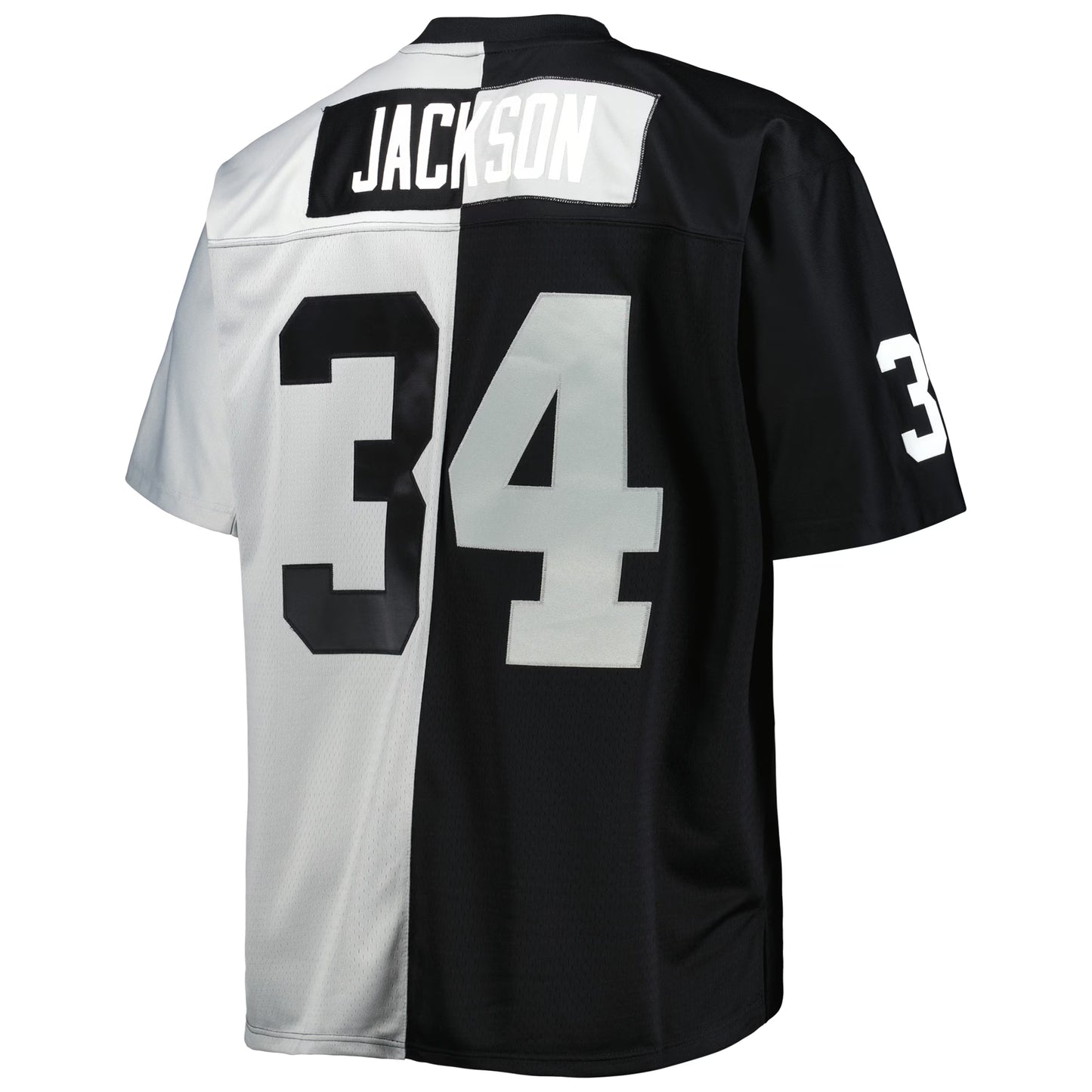 Las Vegas Raiders Bo Jackson Mitchell & Ness Black/Silver Big & Tall Split Legacy Retired Player Replica Jersey