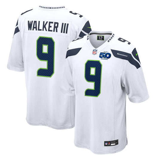Seattle Seahawks Kenneth Walker III White 50th Season Game Jersey