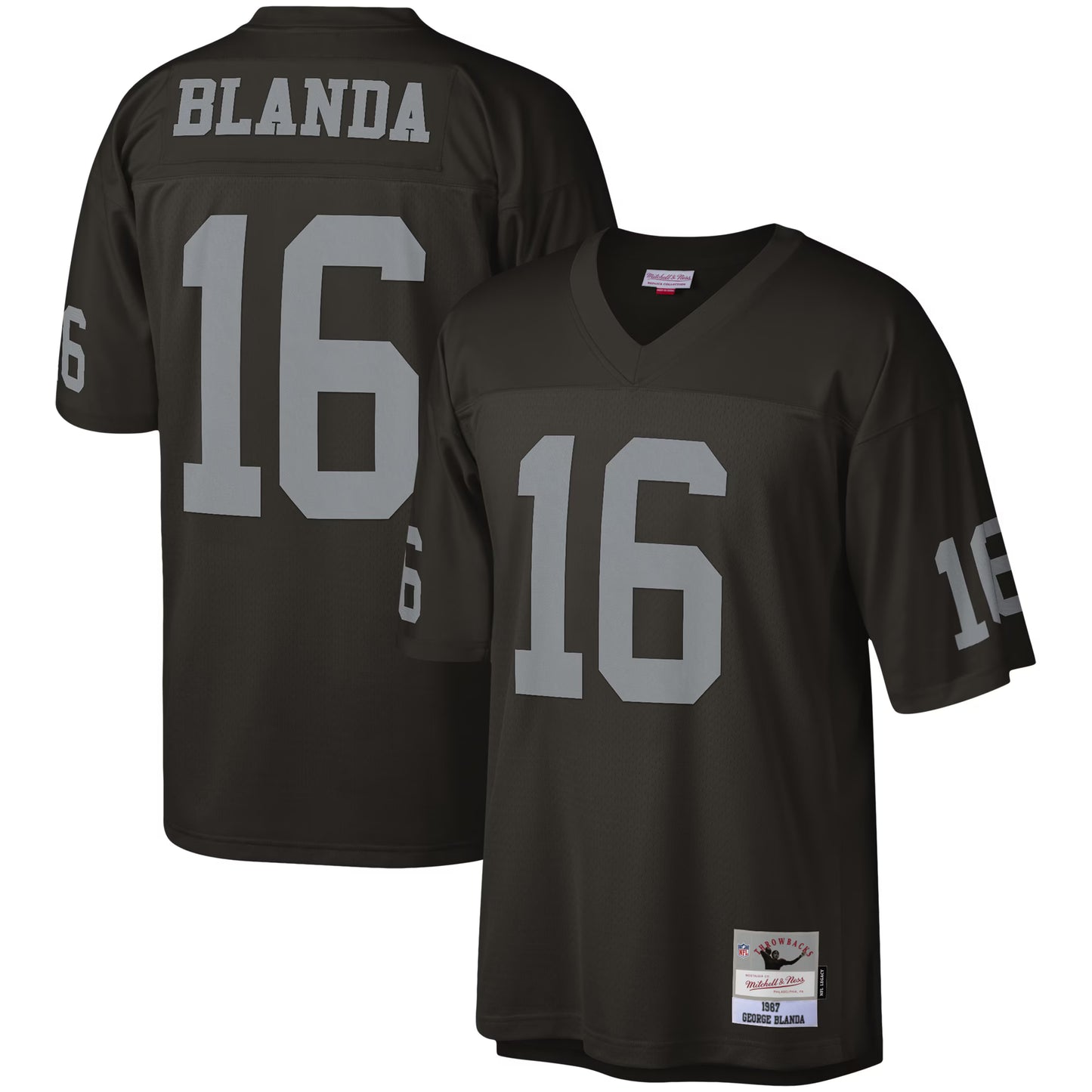 Las Vegas Raiders George Blanda Mitchell & Ness Black Legacy Replica Jersey