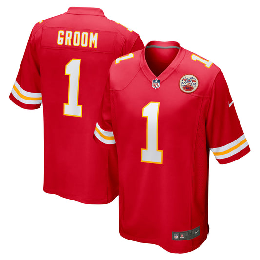 Kansas City Chiefs Number 1 Groom Red Game Jersey