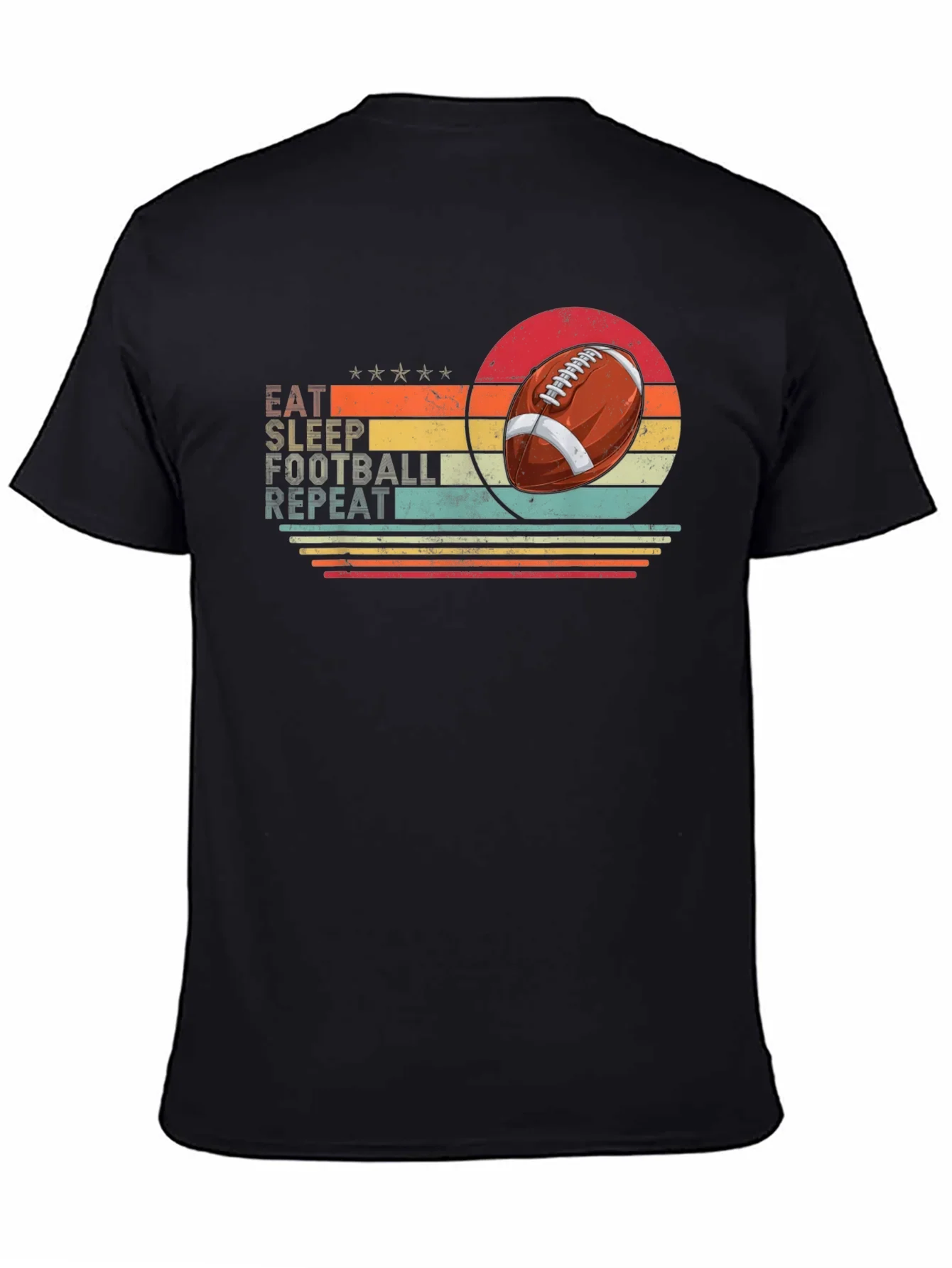 Eat Sleep Football Repeat Black T-Shirt