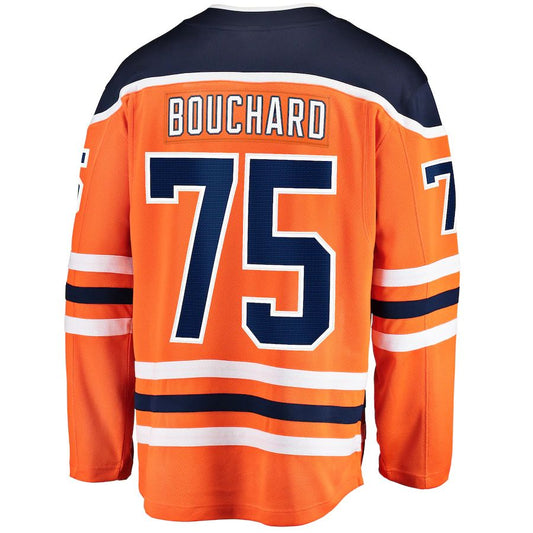 E.Oilers #75 Evan Bouchard Home Breakaway Player Jersey Orange Stitched American Hockey Jerseys