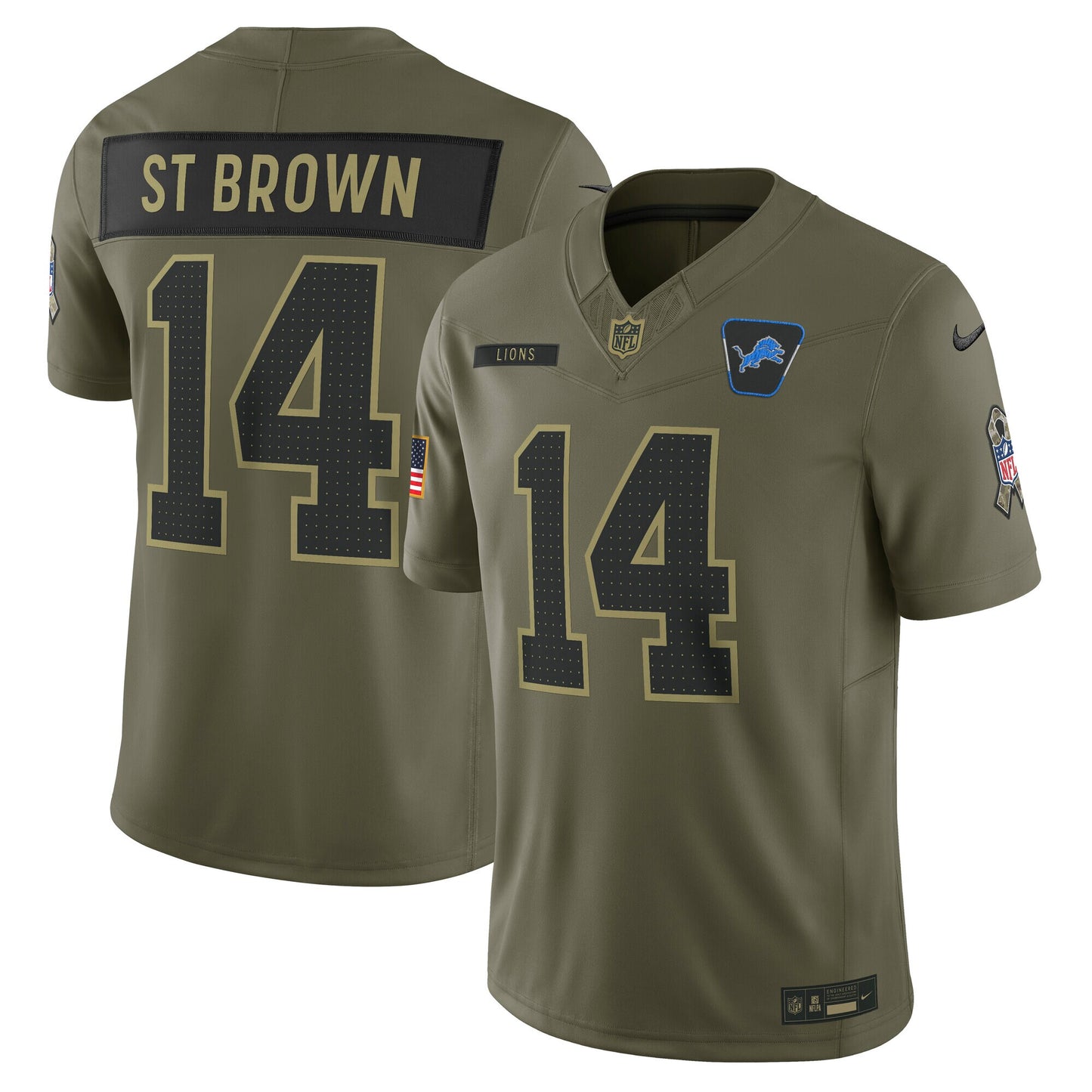 Detroit Lions Amon-Ra St. Brown Olive 2025 Salute to Service Limited Jersey
