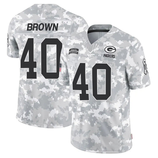 GB.Packers #40 Omar Brown Player Arctic Camo Salute to Service Football Jerseys