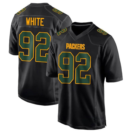 GB.Packers #92 Reggie White Player Black Fashion Game Football Jerseys