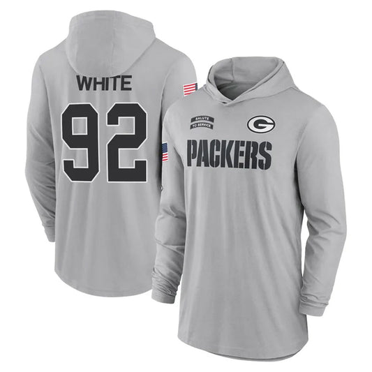 GB.Packers #92 Reggie White Player Gray Hoodies Game Football Jerseys